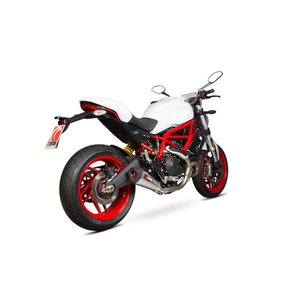Scorpion Exhaust Ducati Monster 797 / 797 + 2017 - 2020 Serket Taper Slip-on. Removes Factory Catalyst. Titanium Sleeve